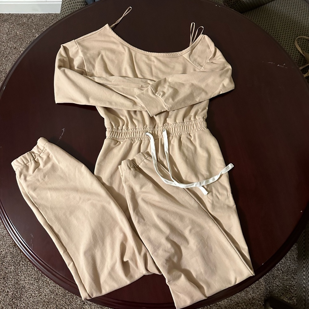 tan sweatsuit